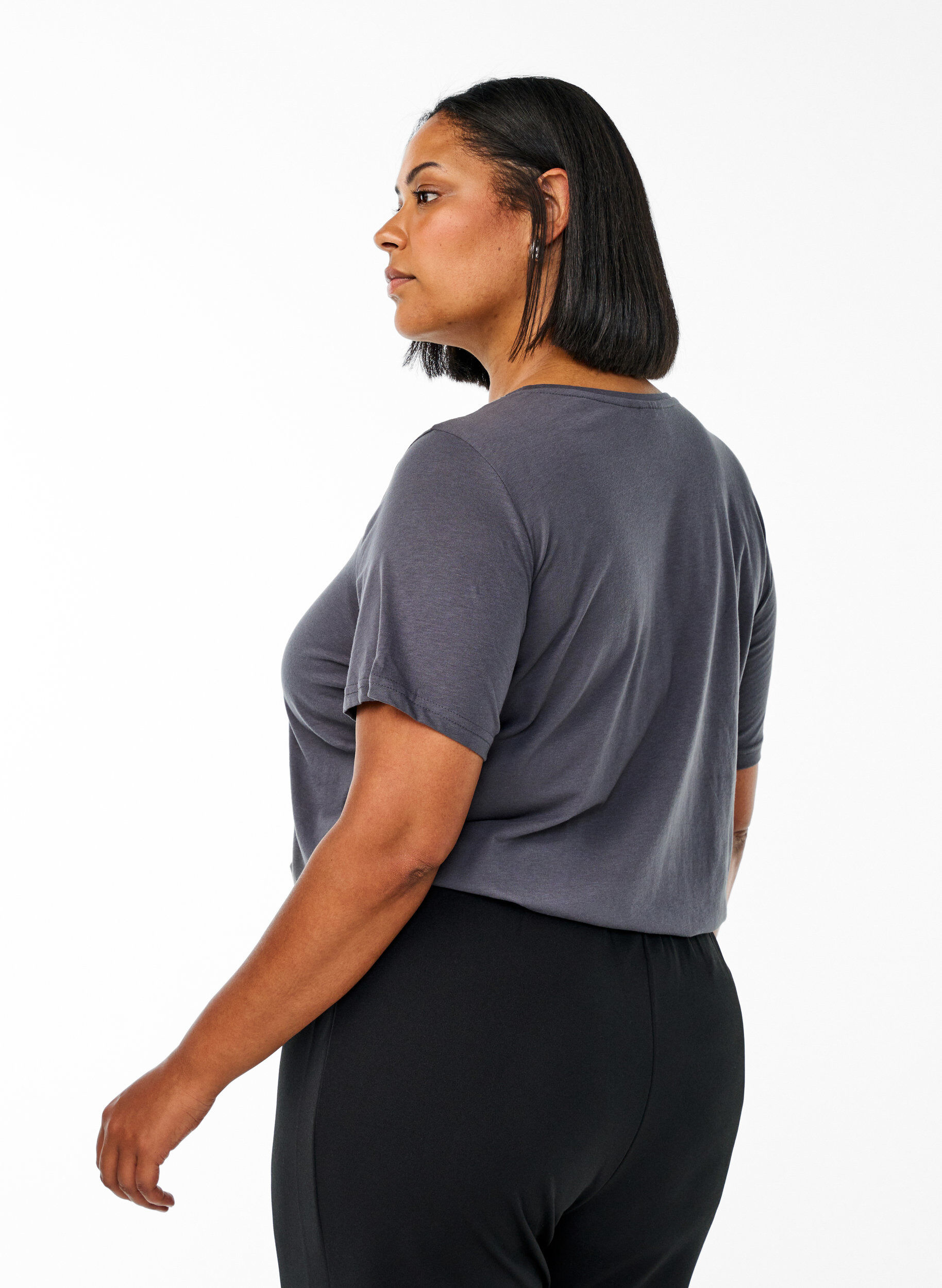 Zizzi FLASH - T-Shirt mit Print, Grau, Model image number 2