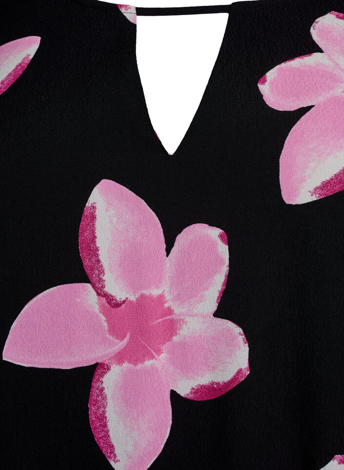 Chemisier à manches courtes en viscose avec imprimé, Noir, Packshot image number 2