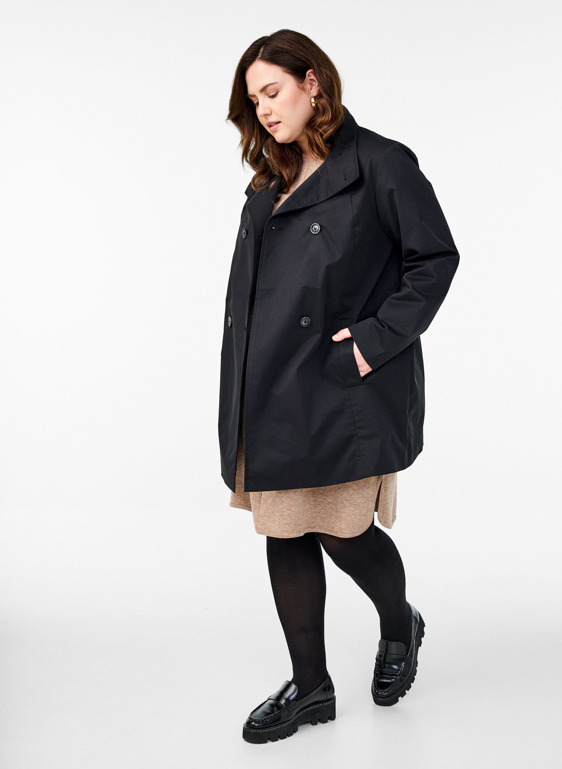 ZizziFr&uuml;hlingsjacke aus wasserabweisendem Material mit A-Linie, Schwarz, Model image number 1