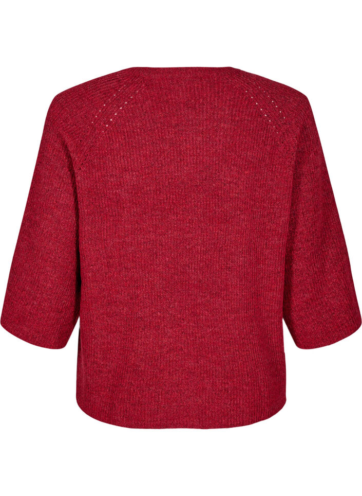 Pull c&ocirc;tel&eacute; &agrave; manches 3/4, Rouge, Packshot image number 1
