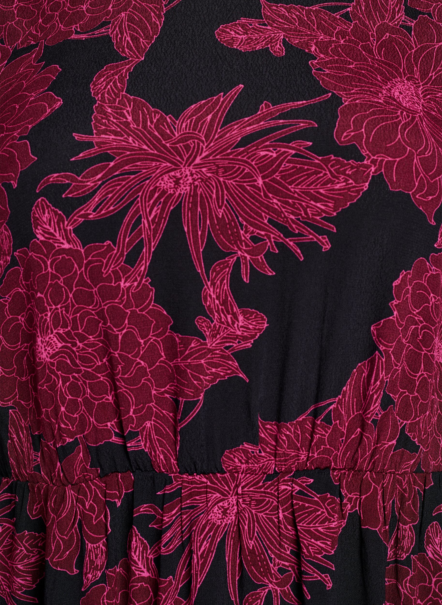 Zizzi Viskosekleid mit Druck und langen &Auml;rmeln, Dunkles Bordeaux, Packshot image number 2