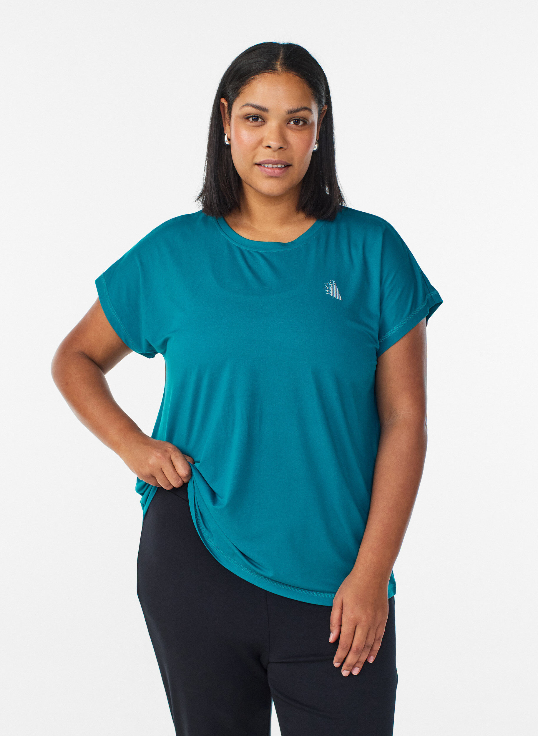 Einfarbiges Trainings-T-Shirt, Gr&uuml;n, Model