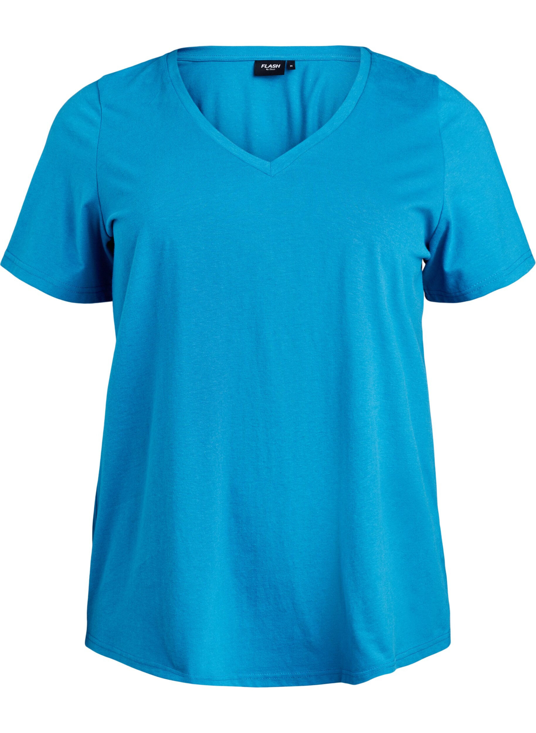 Zizzi FLASH - T-Shirt mit V-Ausschnitt, Blau, Packshot image number 0