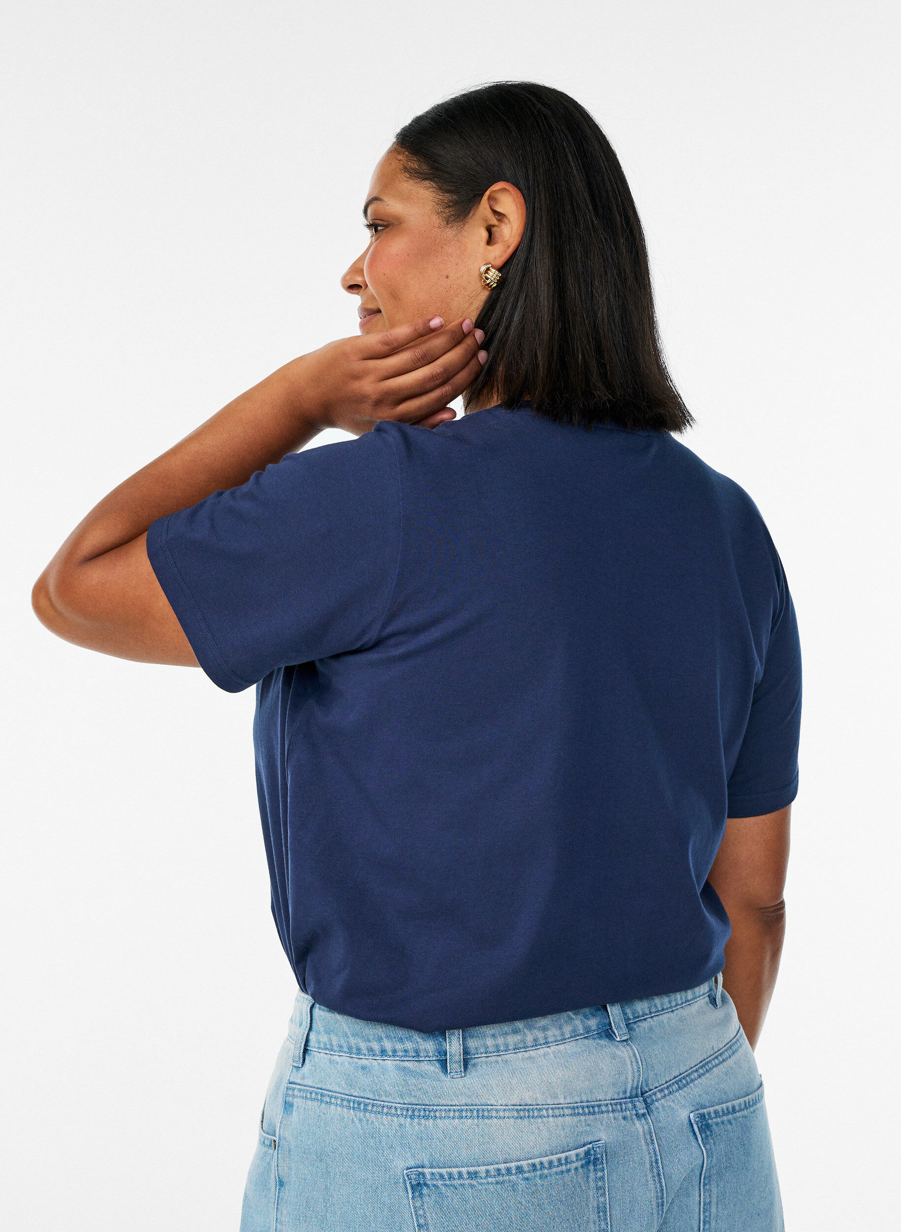 ZizziT-Shirt aus Bio-Baumwolle mit Lochstickerei, Blau, Model image number 2