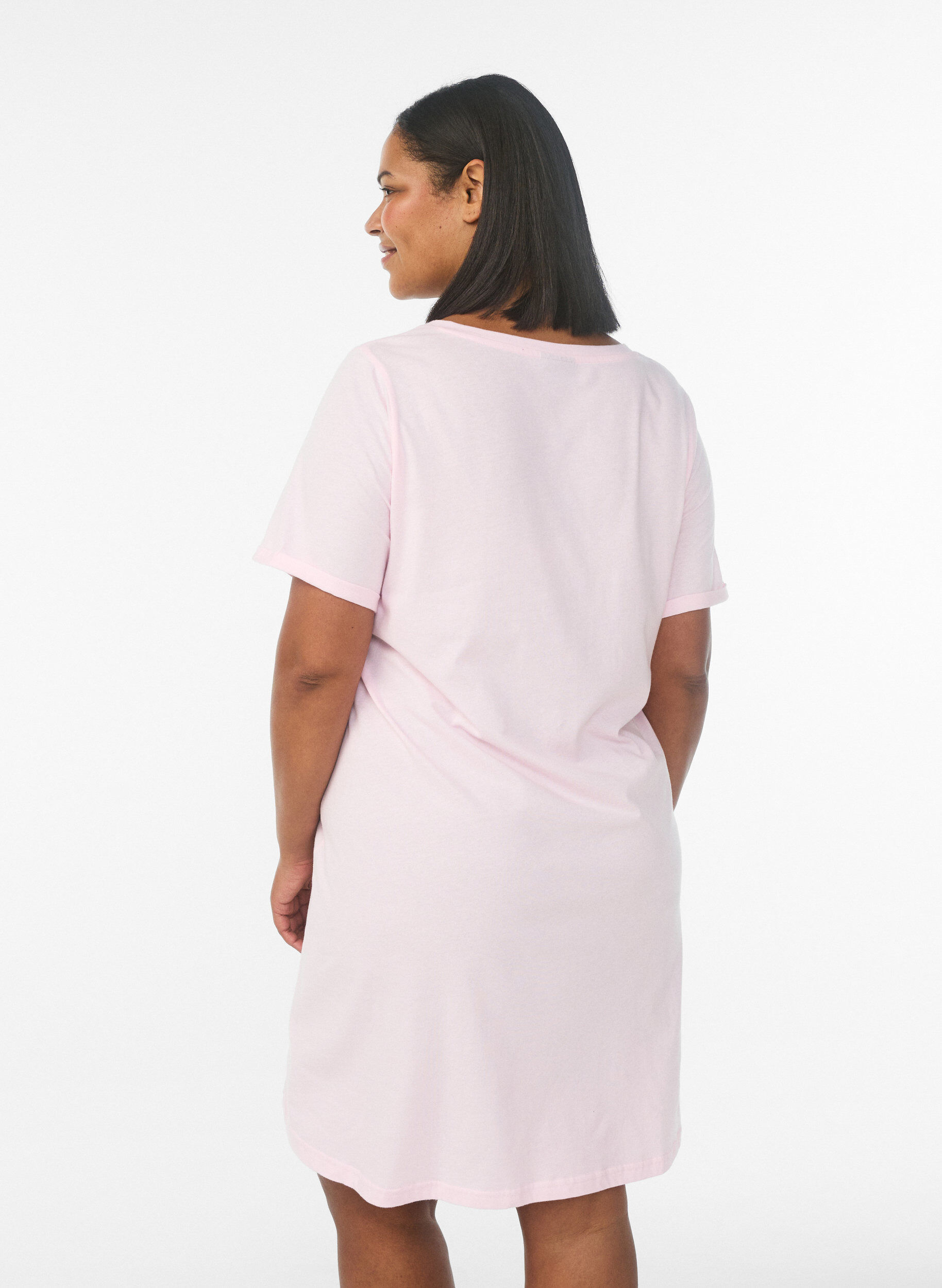 ZizziChemise de nuit &agrave; manches courtes en coton biologique, Rose, Model image number 2