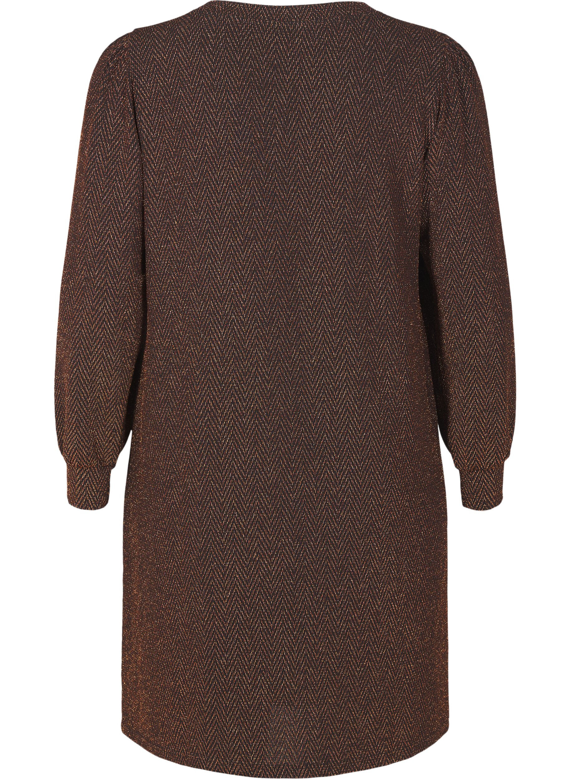Zizzi Robe avec un motif en zigzag et des paillettes, Copper ZigZagShimmer, Packshot image number 1