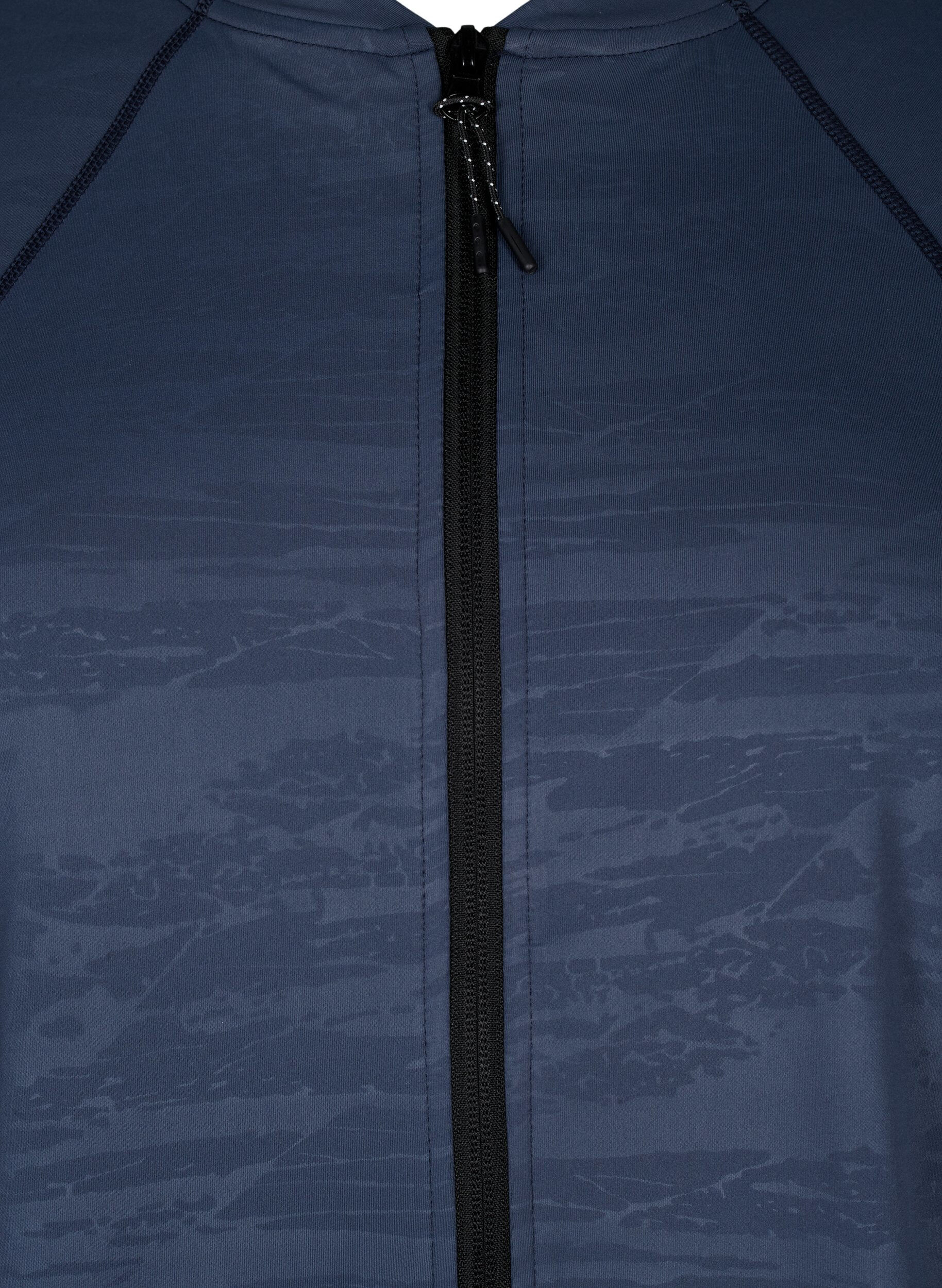 Zizzi  Trainingsbluse mit Rei&szlig;verschluss, Mood Indigo, Packshot image number 2