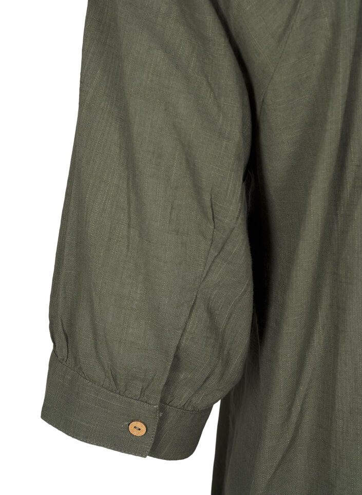 Tunika aus Baumwolle mit V-Ausschnitt., Grün, Packshot image number 3