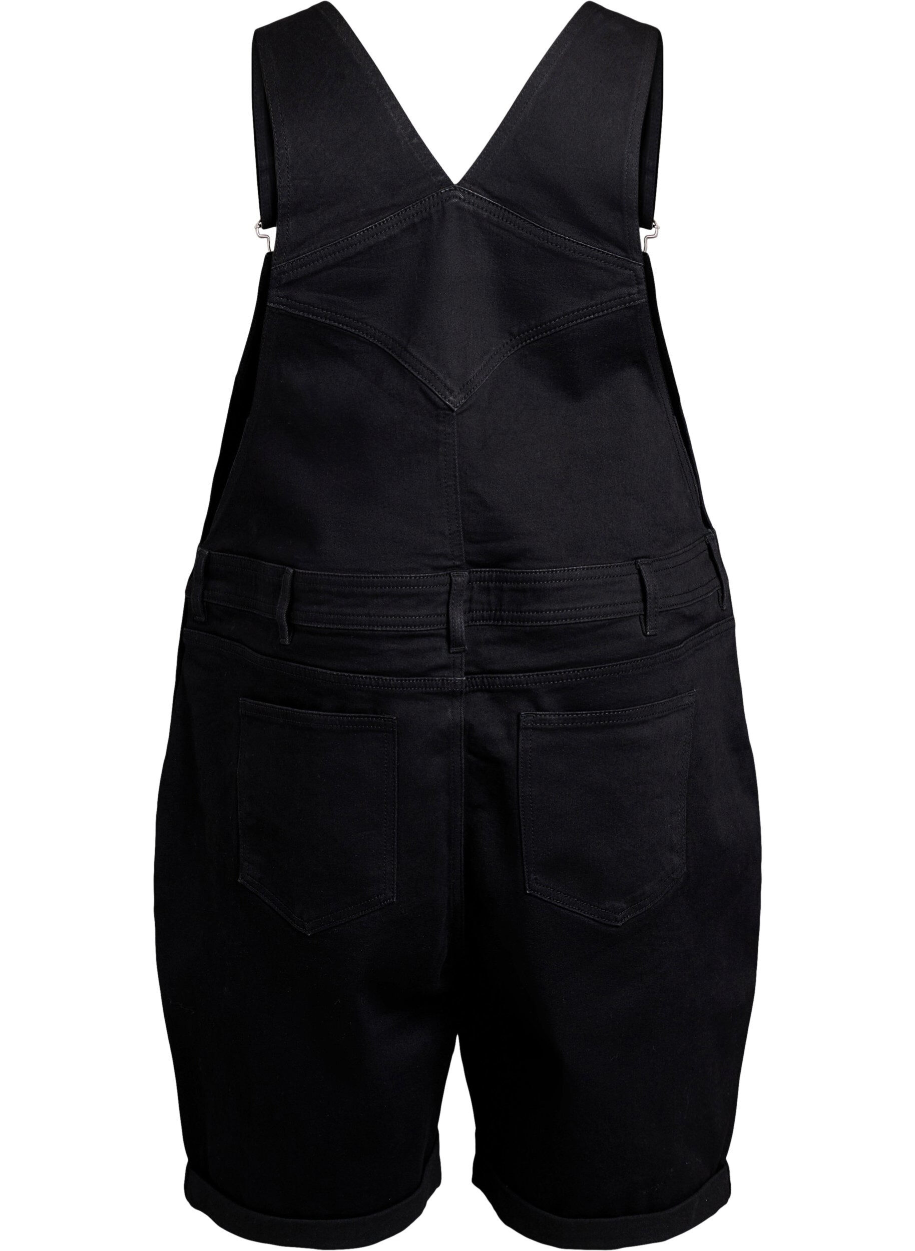 Zizzi Denim Overalls Kurze Hosen, Schwarz, Packshot image number 1