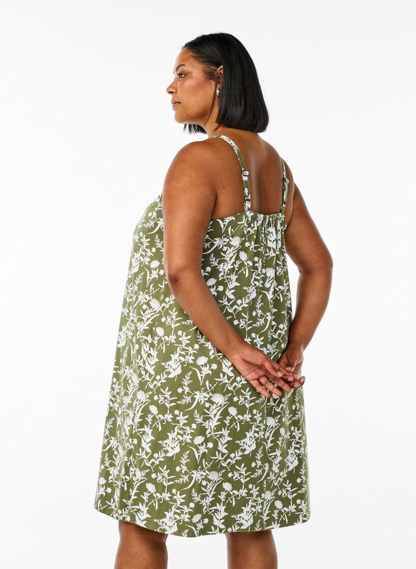 Midi-Tr&auml;gerkleid aus Bio-Baumwolle, Gr&uuml;n, Model image number 2