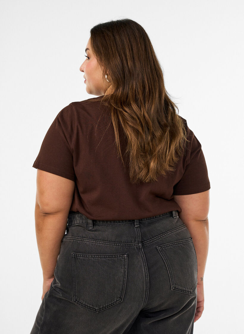 T-shirt en coton bio avec imprim&eacute;, Marron, Model image number 2