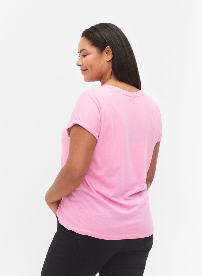 T-Shirt aus Baumwollmischung mit kurzen &Auml;rmeln, Pink, Model image number 2