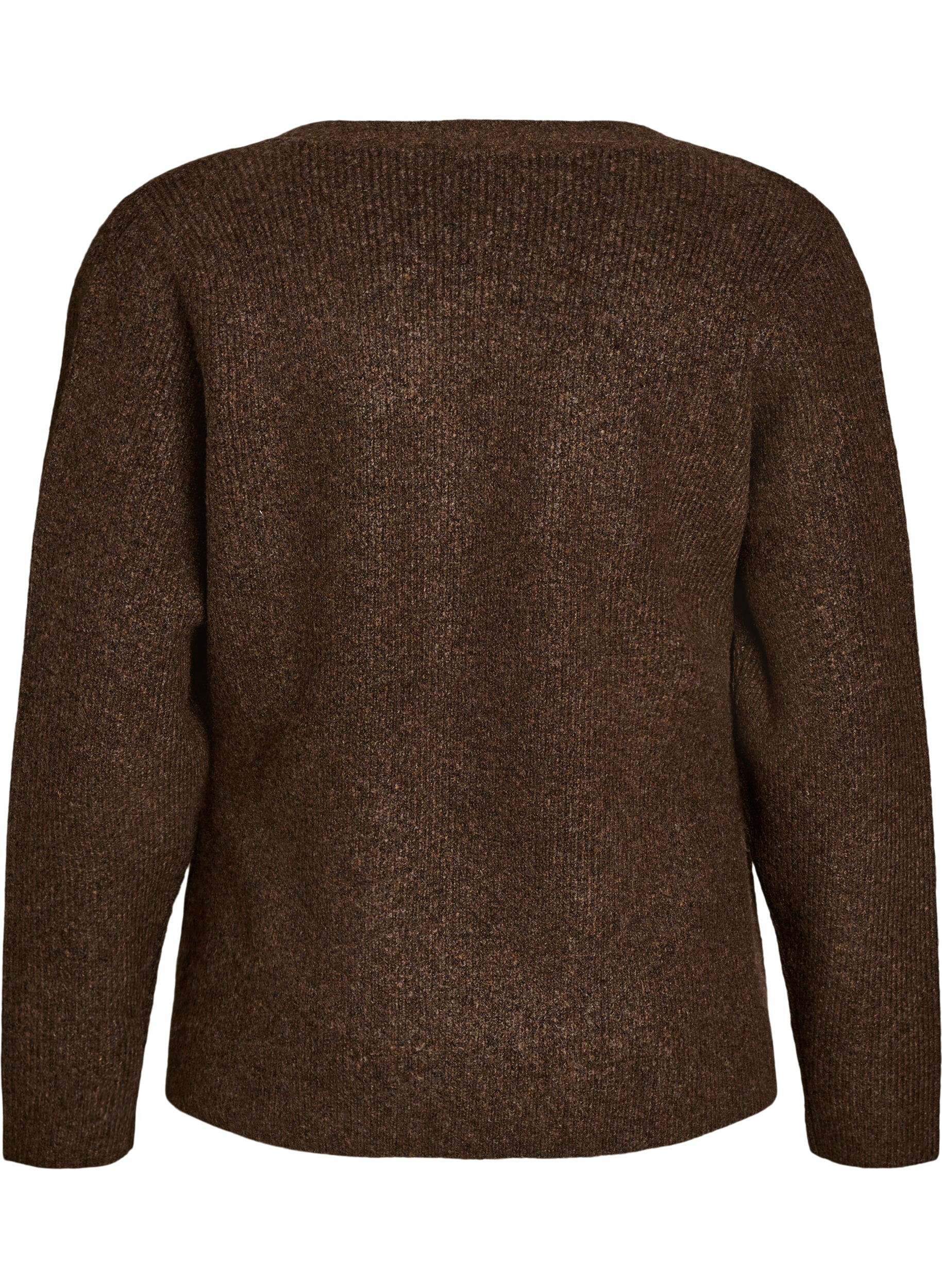ZizziCardigan en maille avec une fermeture asym&eacute;trique, Marron, Packshot image number 1