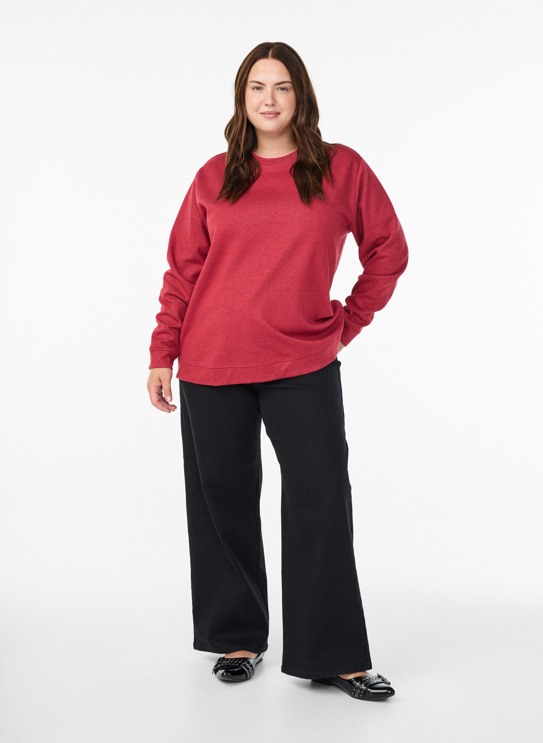 ZizziSweatshirt mit Rundhalsausschnitt, Rot, Model image number 1