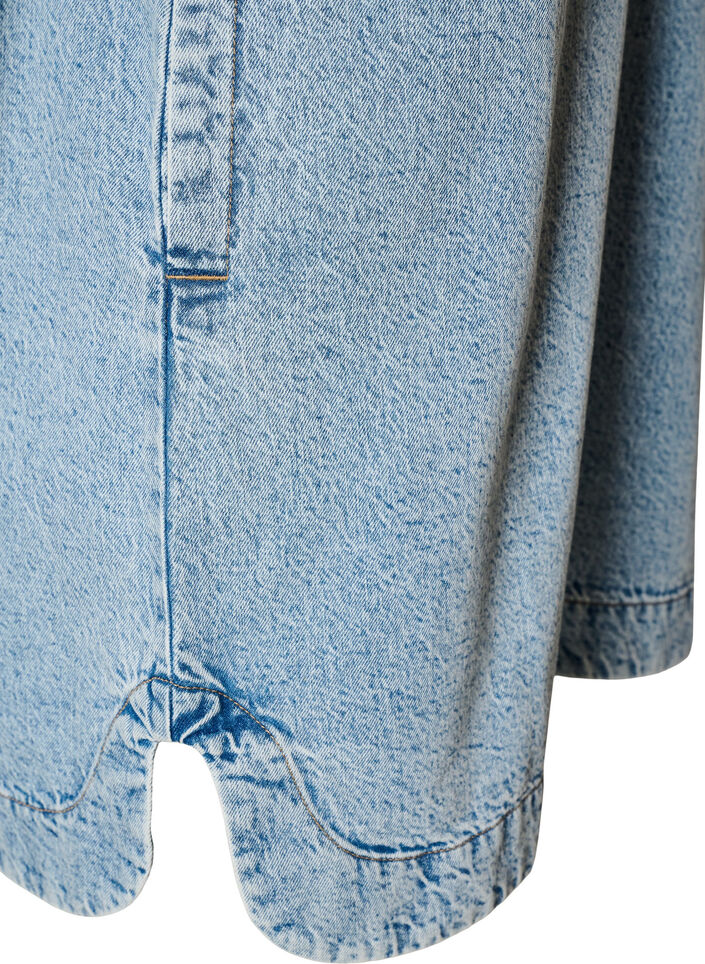 Robe en jean &agrave; manches courtes avec un col et une fermeture boutonn&eacute;e, Bleu Clair, Packshot image number 3