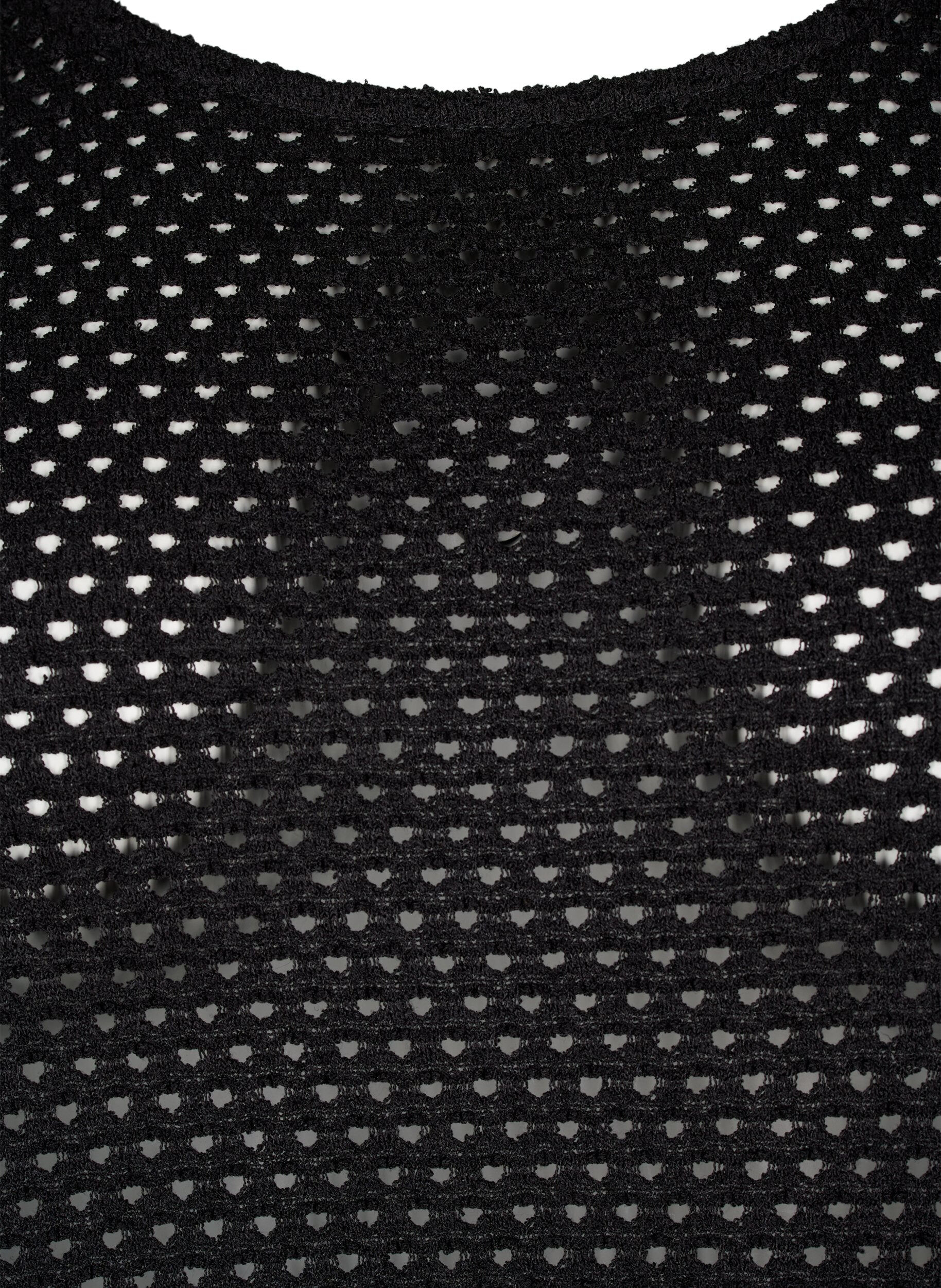 Zizzi Kleid mit 3/4-&Auml;rmeln und gestricktem Spitzenmuster, Black, Packshot image number 2