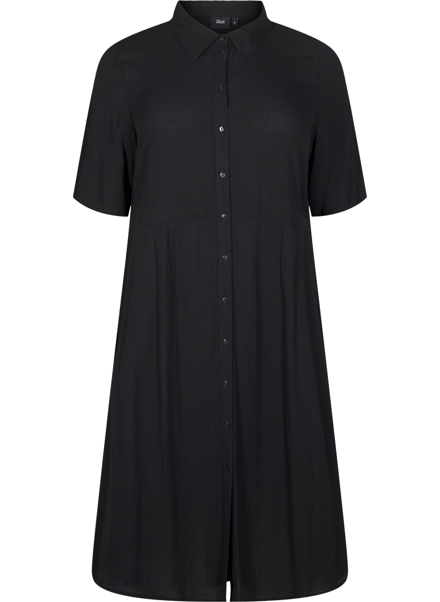 Robe chemise mi-longue &agrave; manches courtes