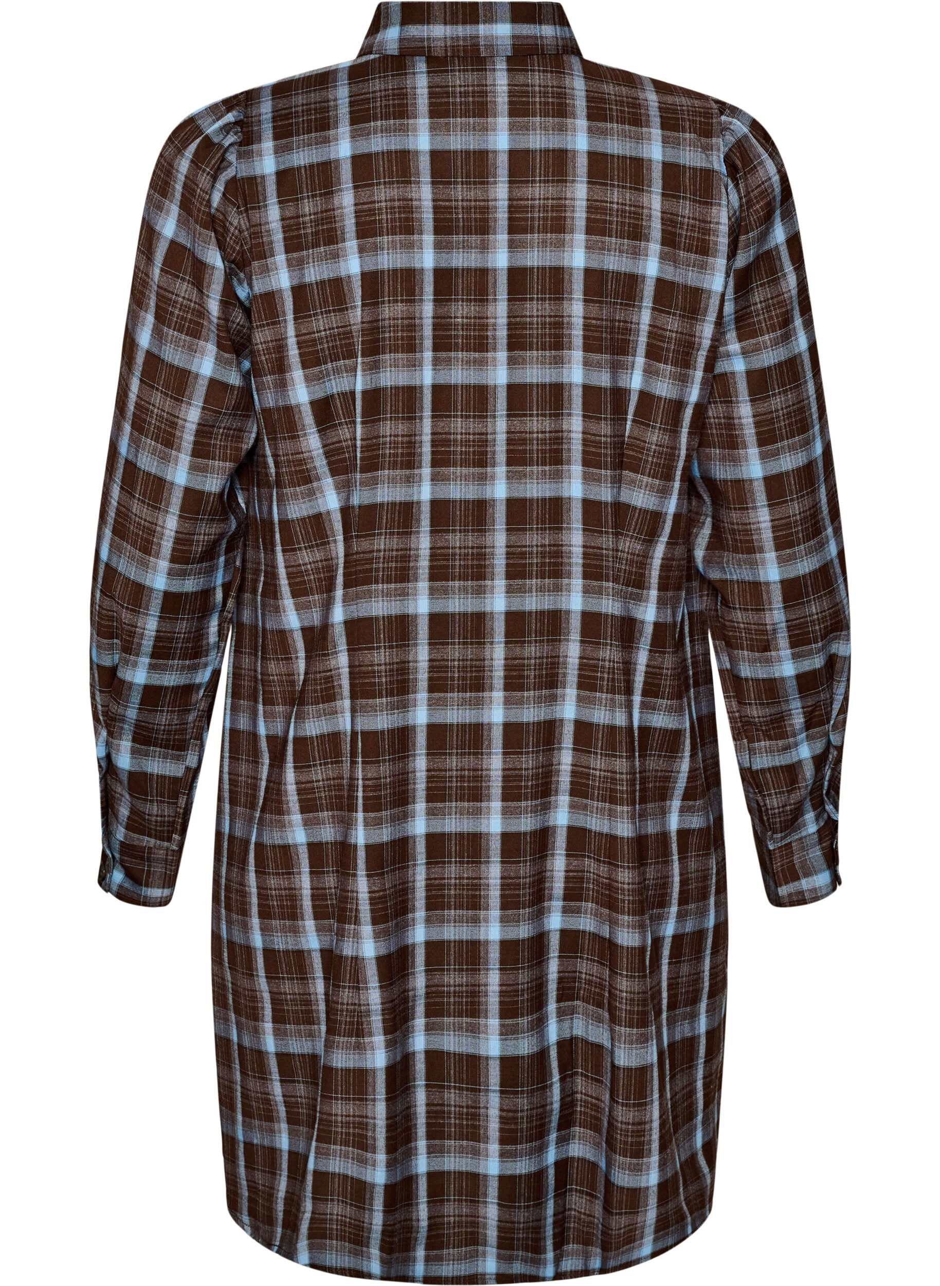 ZizziKnielanges Hemdblusenkleid mit Karomuster, Braun, Packshot image number 1
