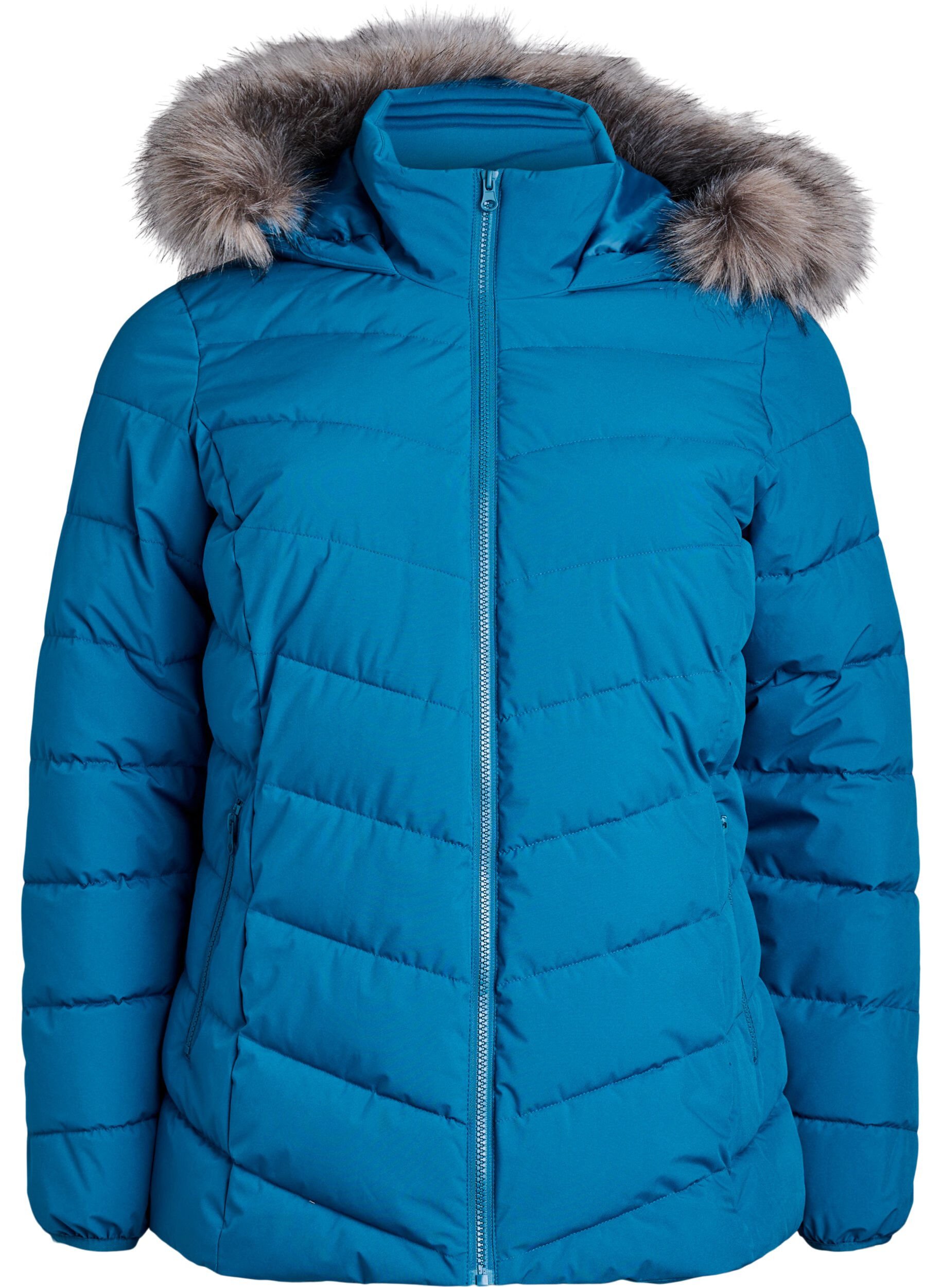 Zizzi Kurze Steppjacke mit Kapuze, Petrol, Packshot image number 0