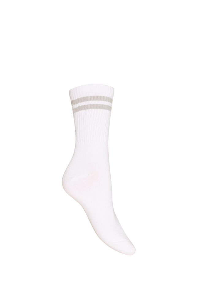 Chaussettes ray&eacute;es en coton, Blanc, Packshot image number 1