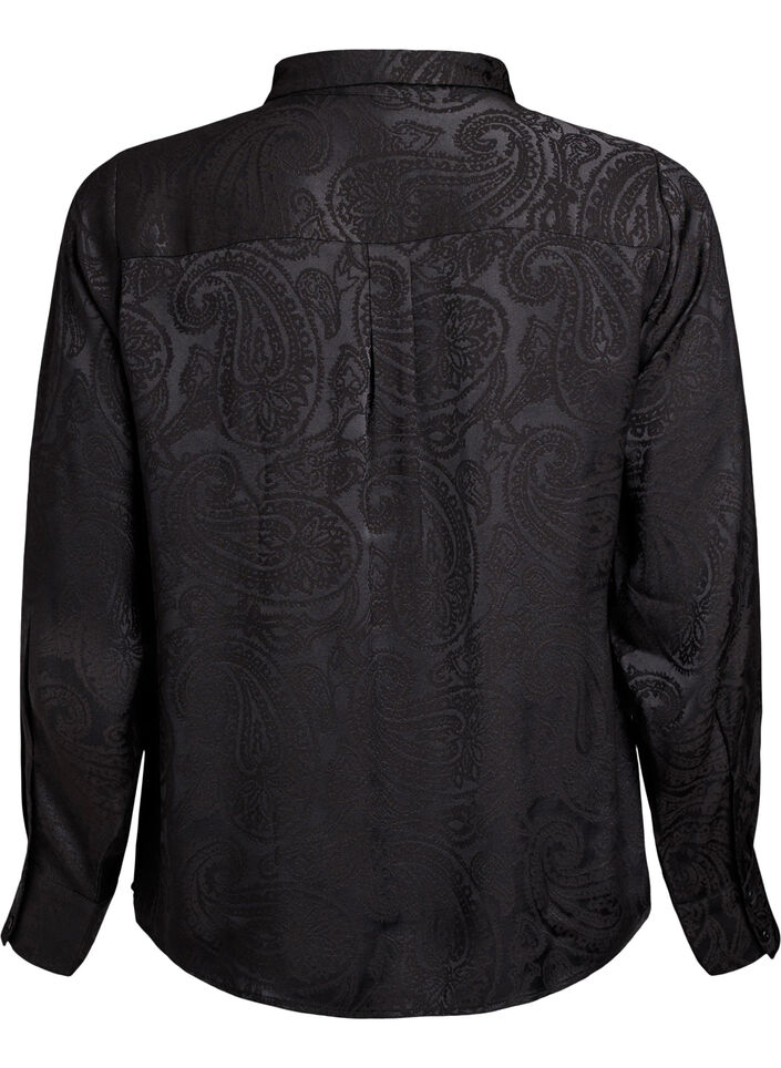Chemise &agrave; motif cachemire ton sur ton, Noir, Packshot image number 1