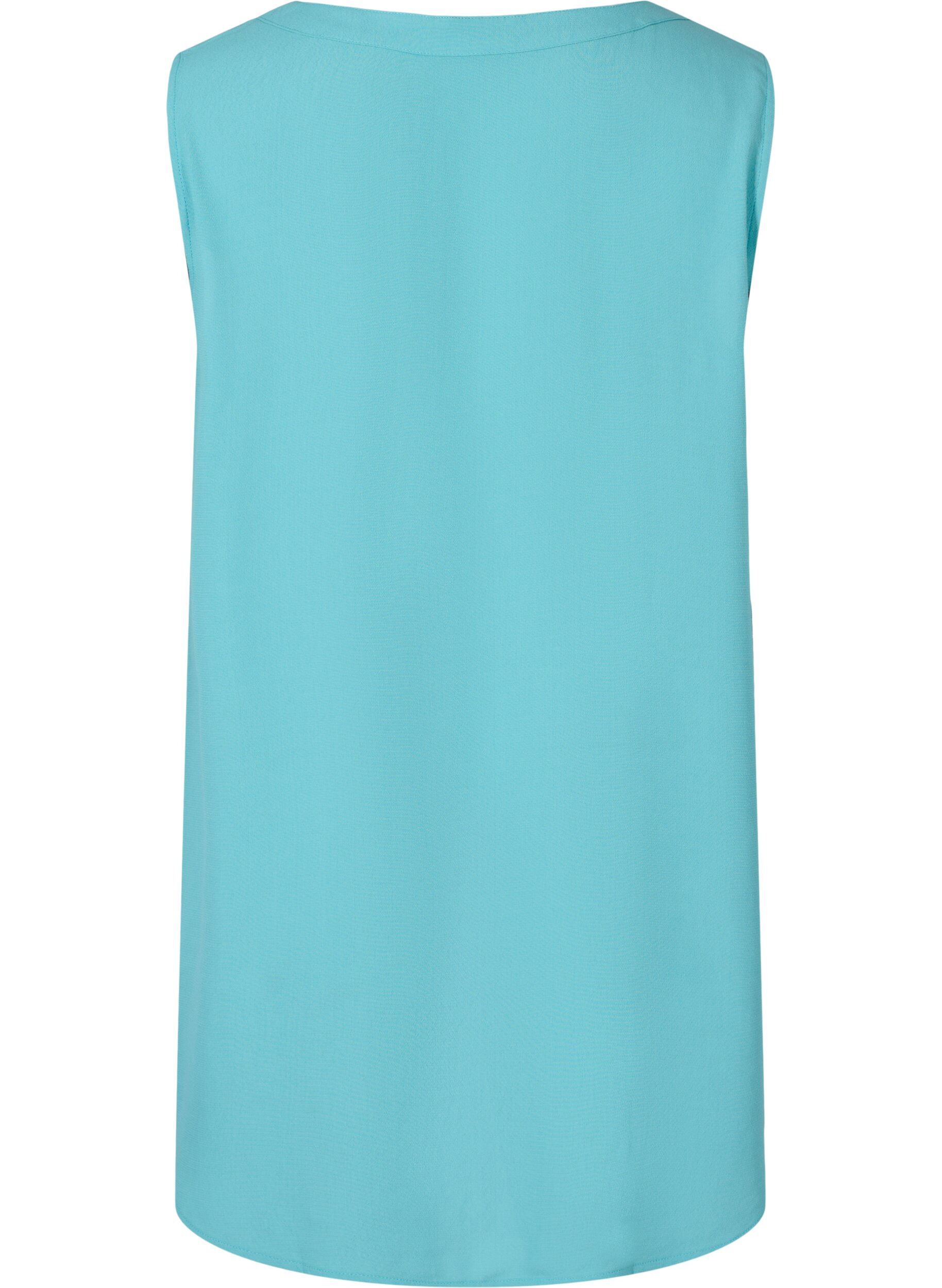 Zizzi Top en viscose imprim&eacute;e avec boutons, Aqua Sea, Packshot image number 1