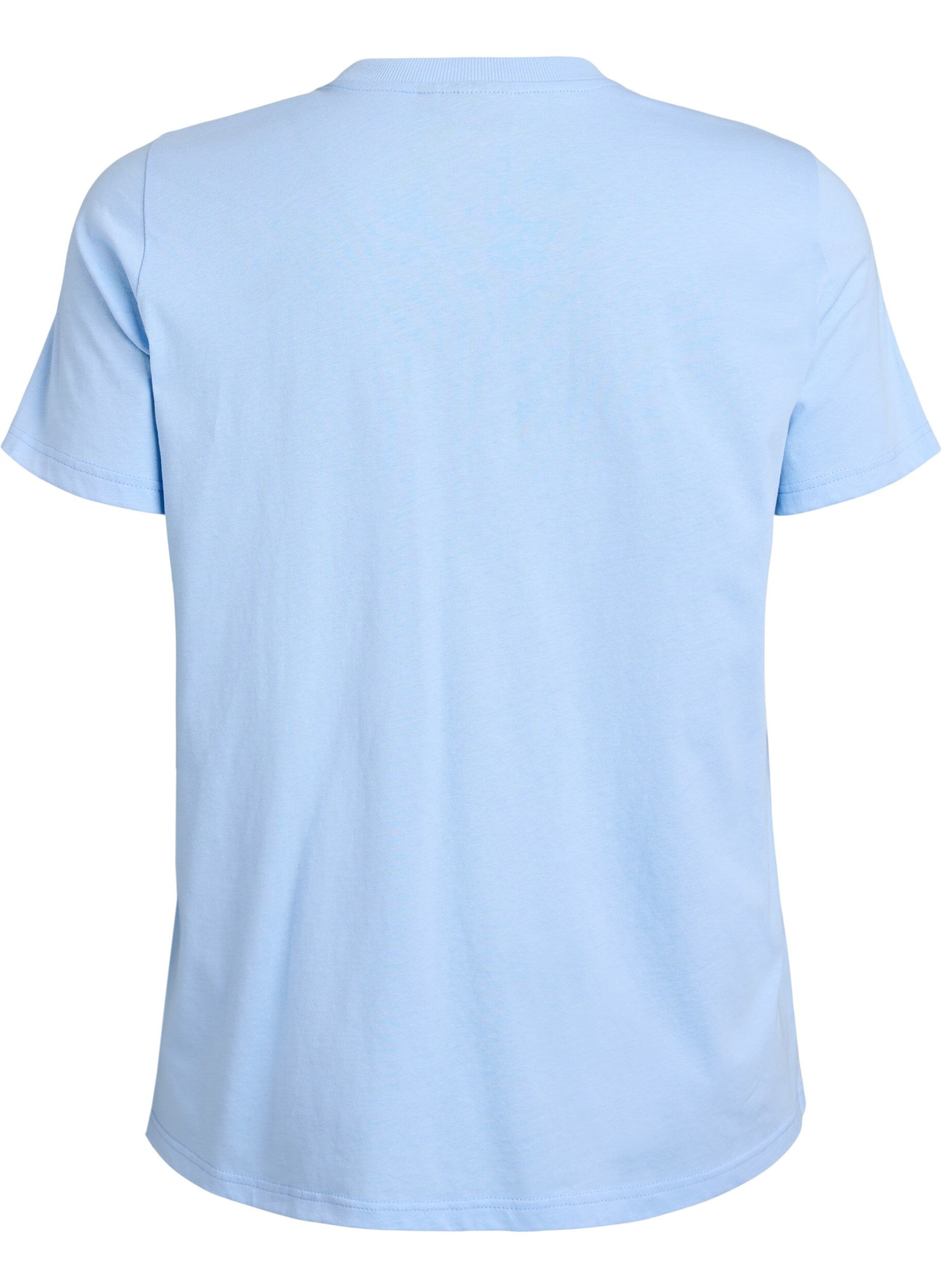 Zizzi T-shirt basique en coton &agrave; col rond, Bleu, Packshot image number 1