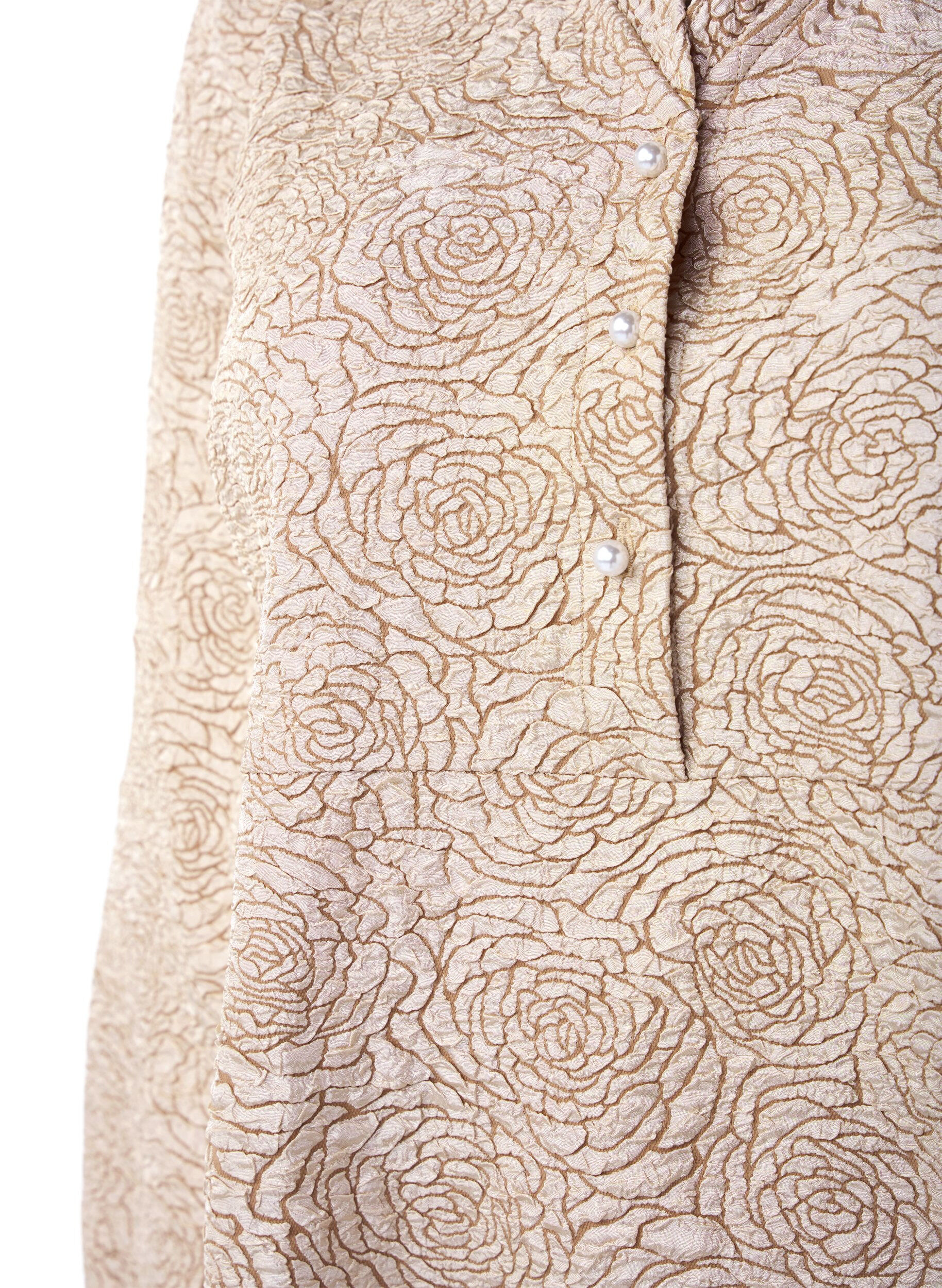 Zizzi Robe courte en jacquard avec motif floral, Stucco, Packshot image number 2