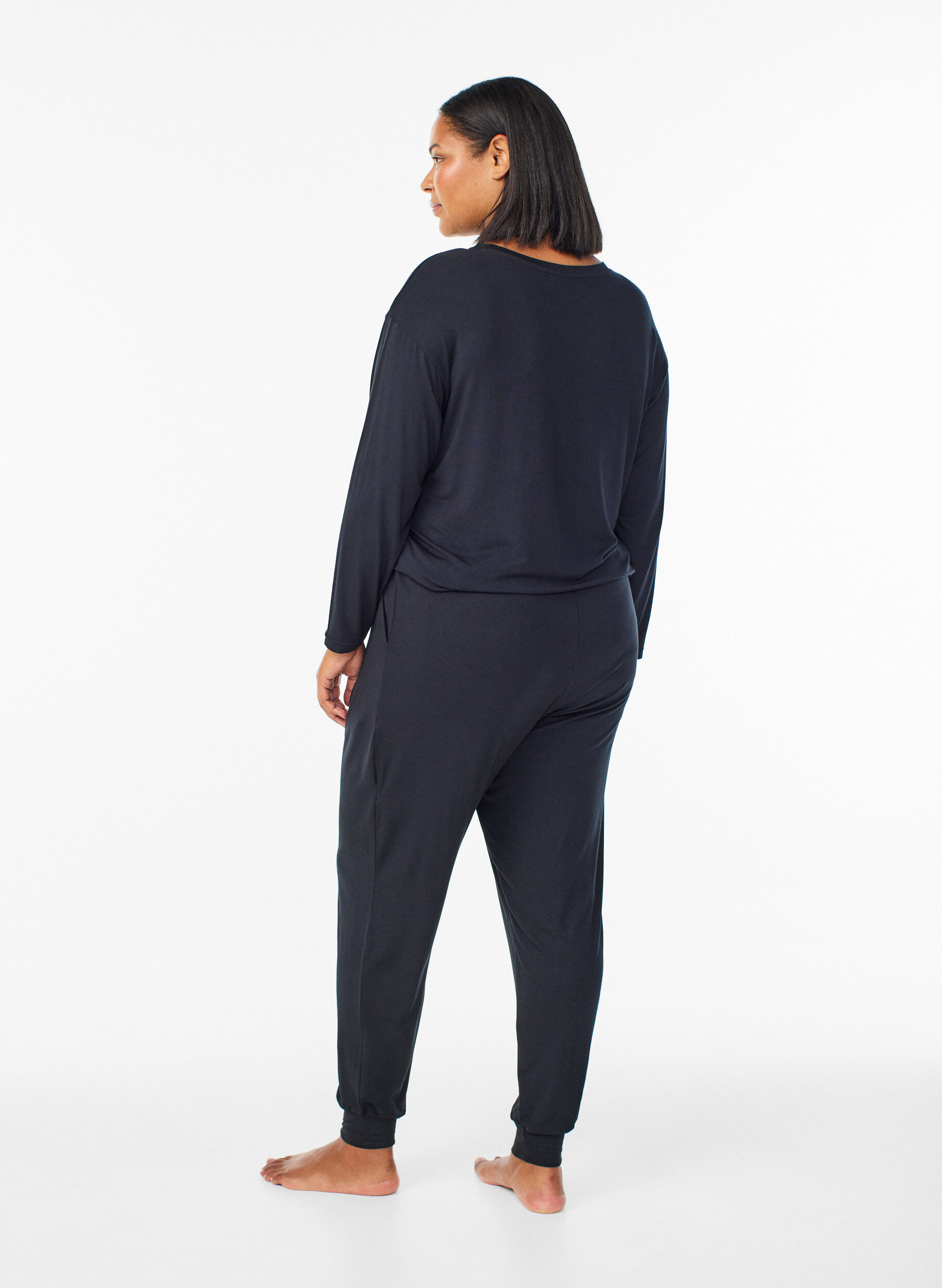ZizziPantalon de nuit taille haute en modal, Noir, Model image number 1