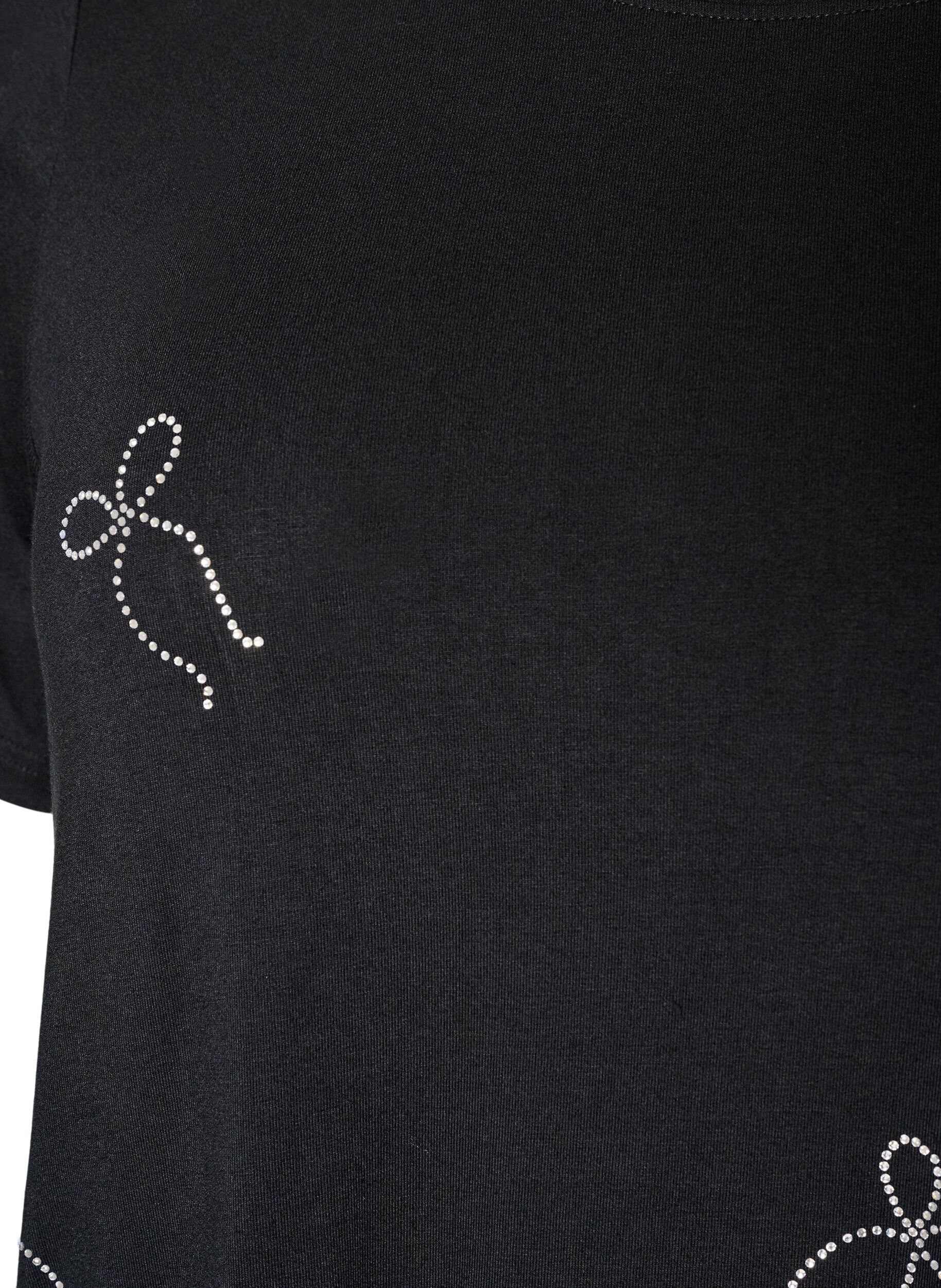 ZizziT-shirt en viscose avec strass, Noir, Packshot image number 2
