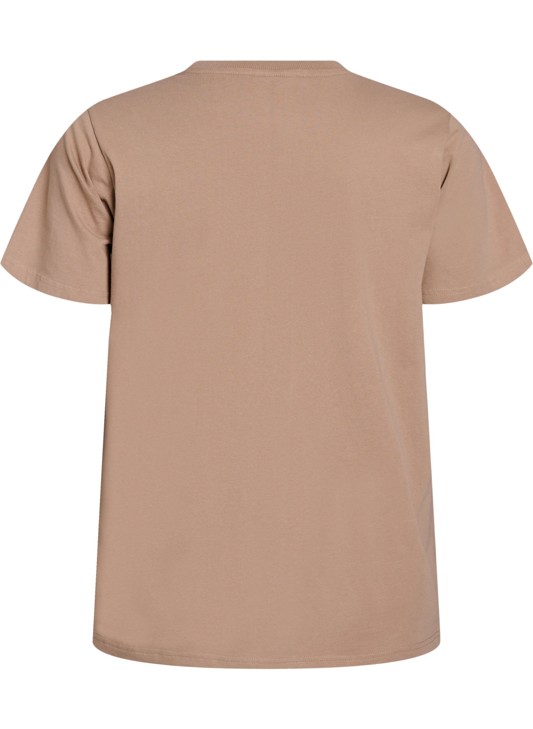 Zizzi T-Shirt aus Bio-Baumwolle mit Statement-Print, Beige, Packshot image number 1