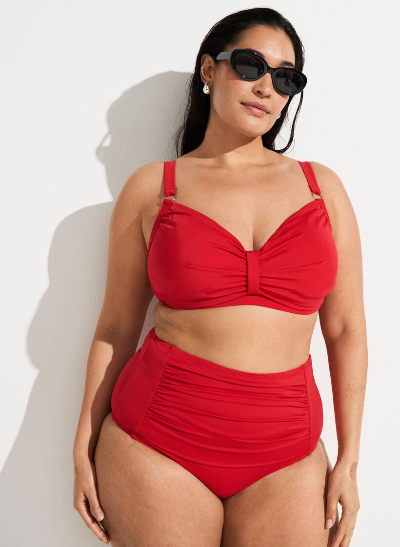 Bas de bikini taille haute, Rouge, Image image number 0