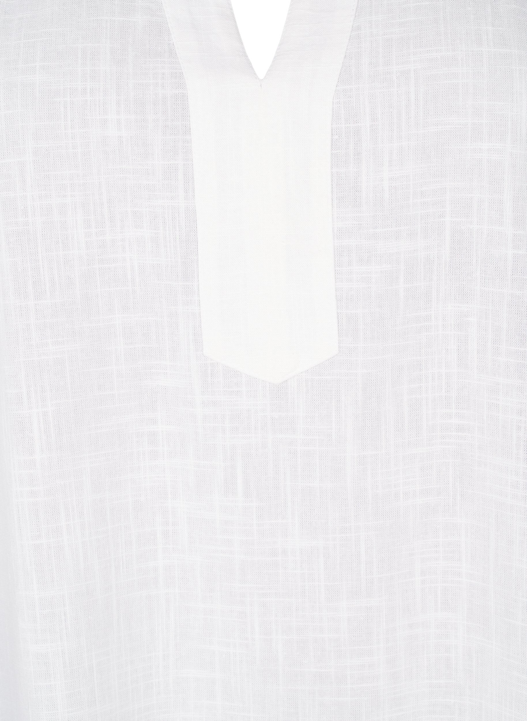 Zizzi Tunika aus Baumwolle mit V-Ausschnitt, Wei&szlig;, Packshot image number 2