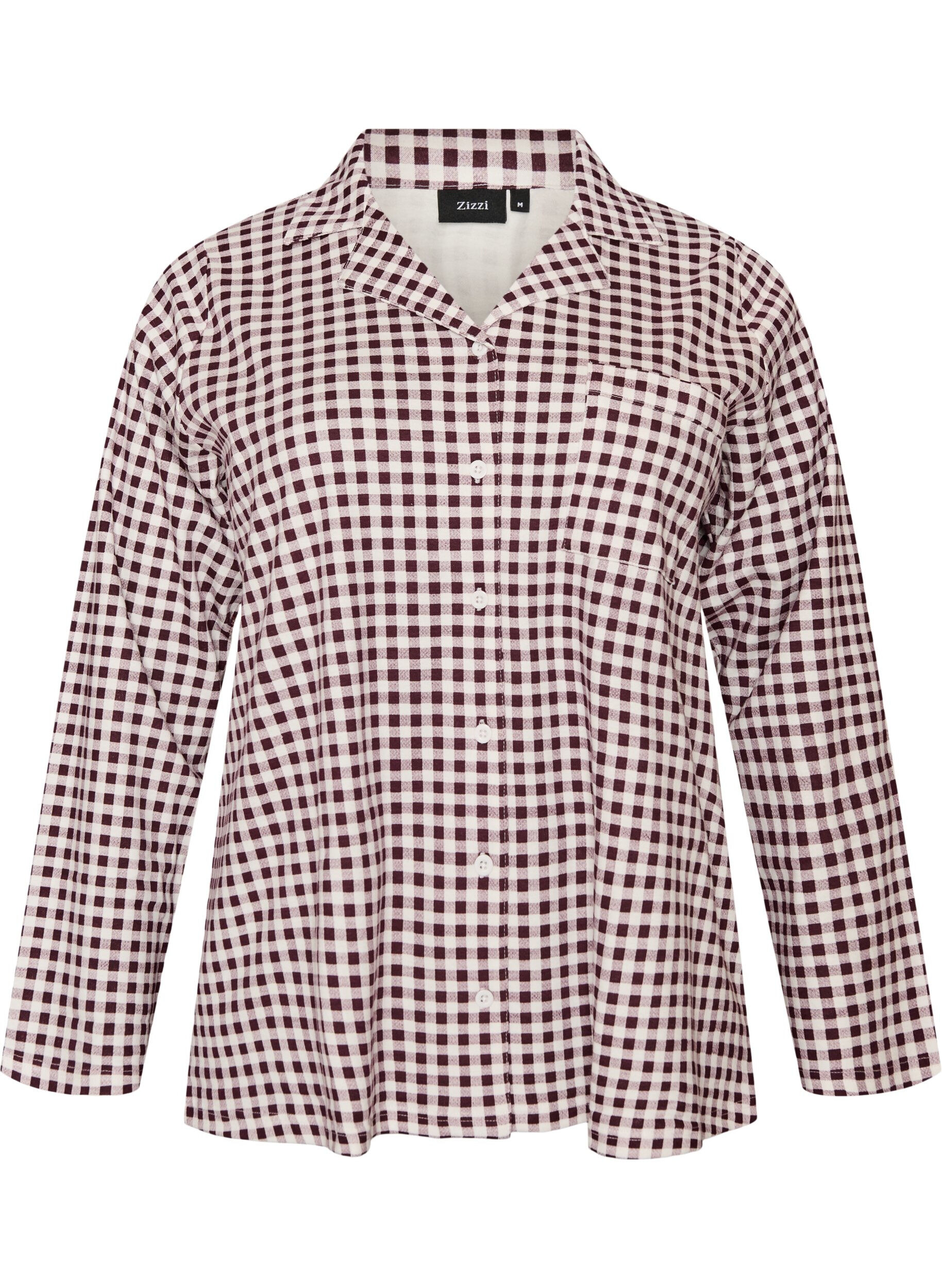 ZizziChemise de pyjama en coton avec poche poitrine, Bordeaux, Packshot image number 0
