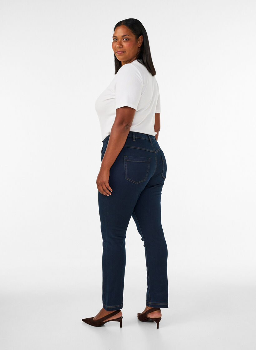 Slim Fit Emily Jeans mit normaler Taillenh&ouml;he, Blau, Model image number 2