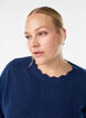 Strickbluse mit Wellenkante, Blau, Model image number 3