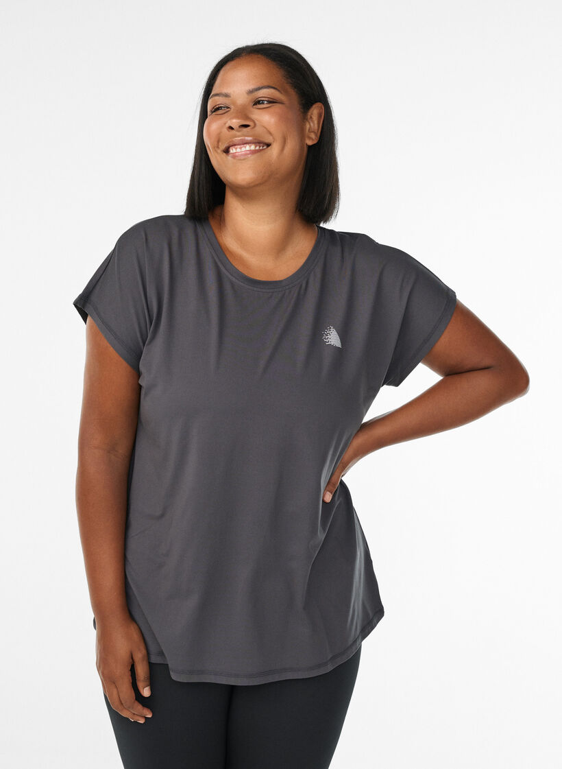 Einfarbiges Trainings-T-Shirt, Grau, Model image number 0