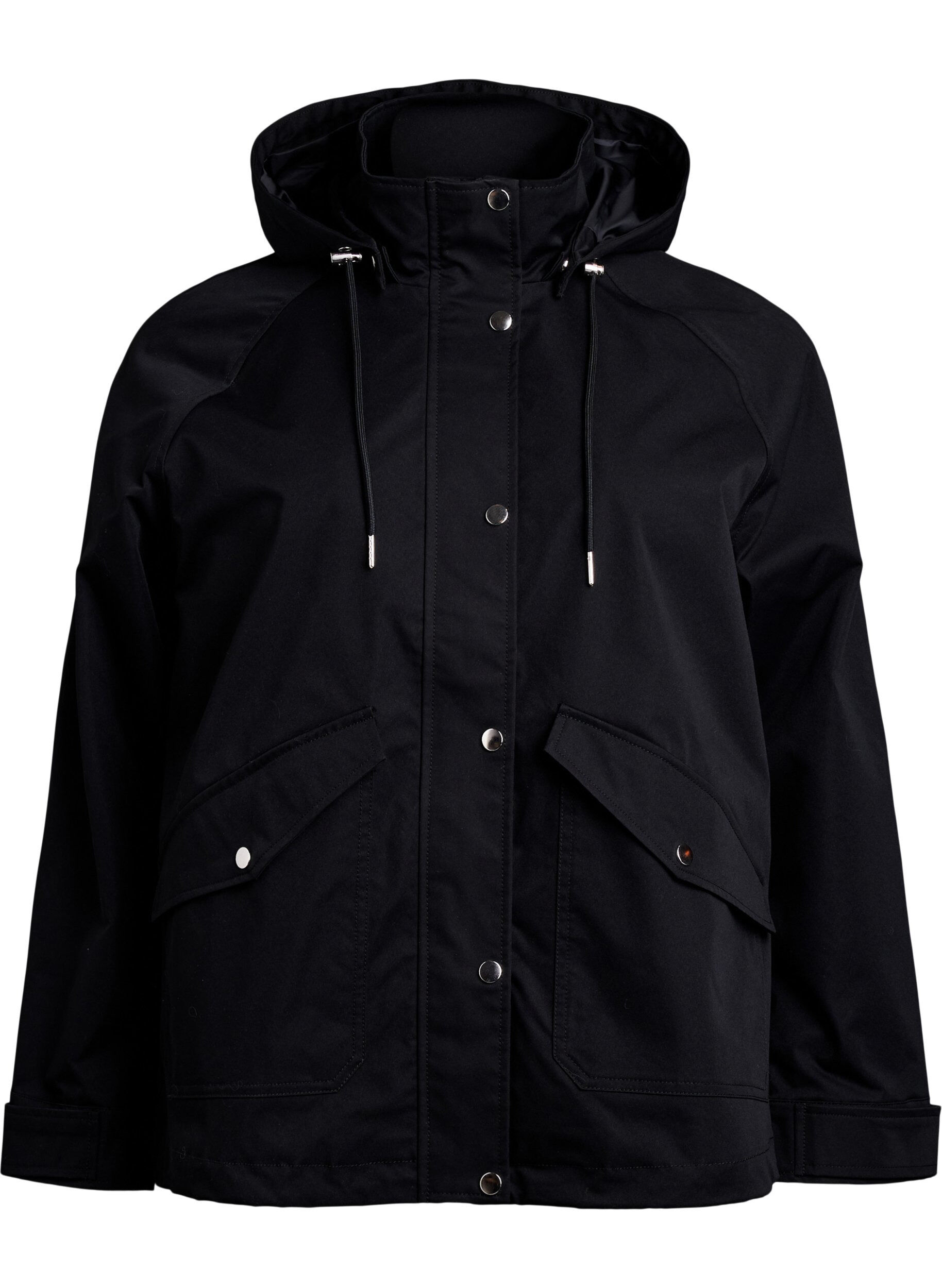 Zizzi Veste courte de printemps avec capuche amovible, Noir, Packshot image number 0