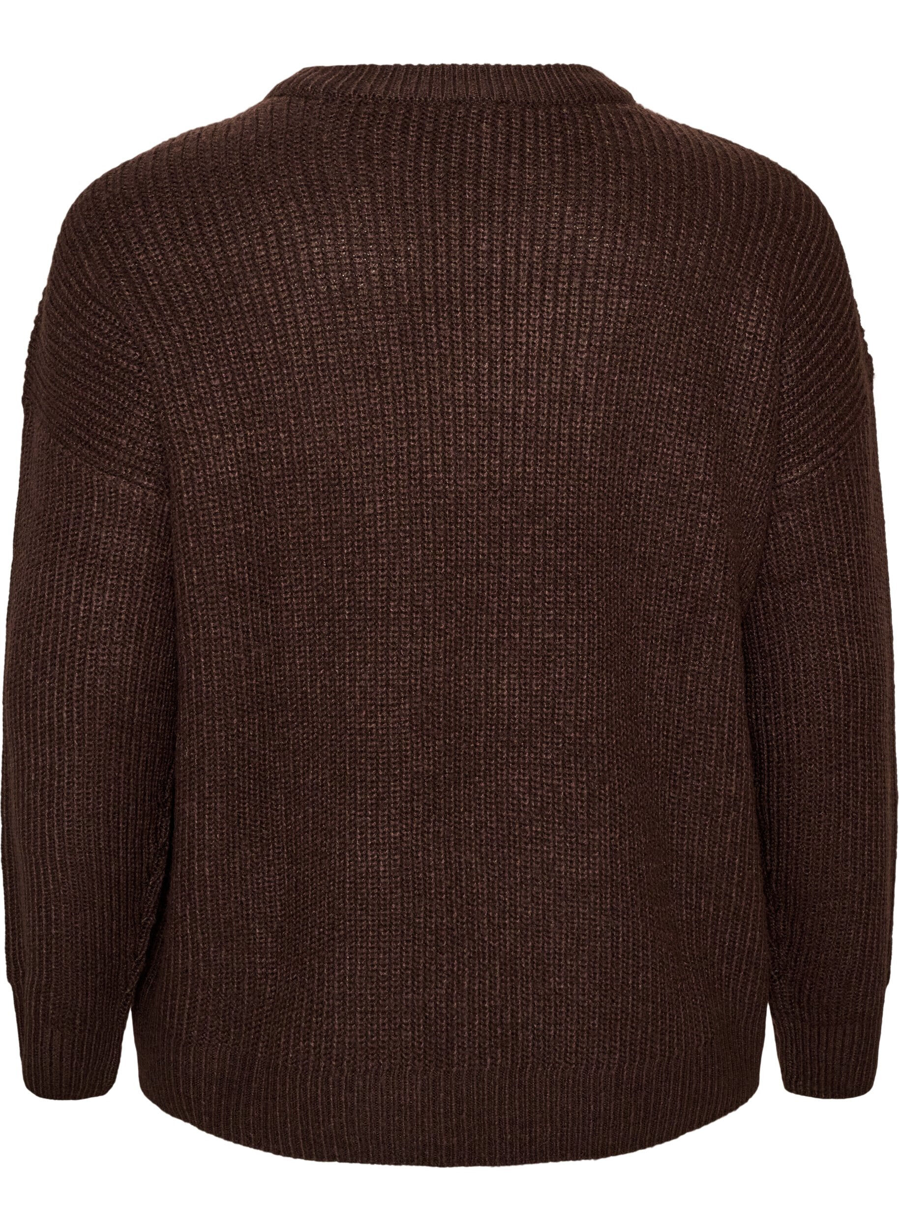 ZizziCardigan en maille avec zip, Marron, Packshot image number 1