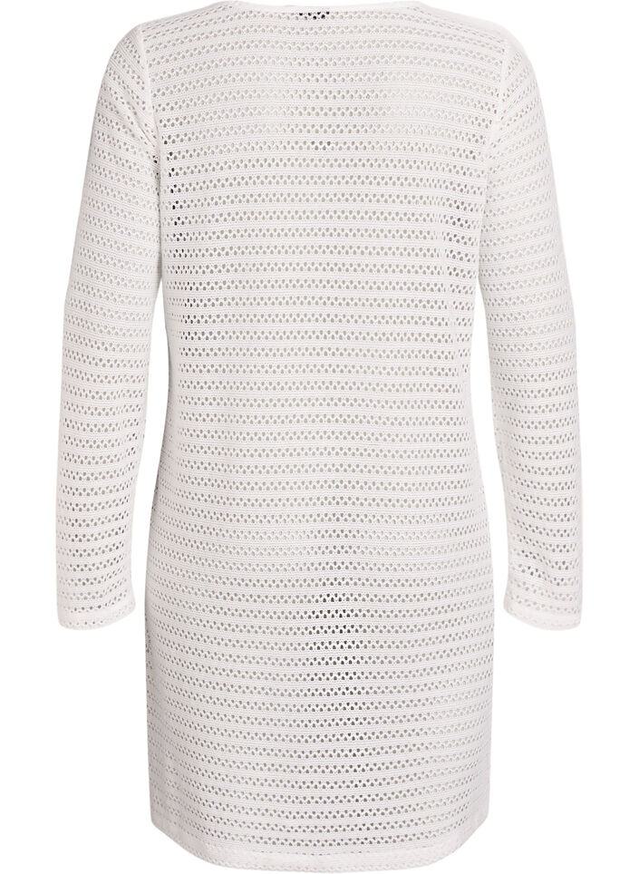 Robe de plage avec broderie ajour&eacute;e et manches longues, Beige, Packshot image number 1