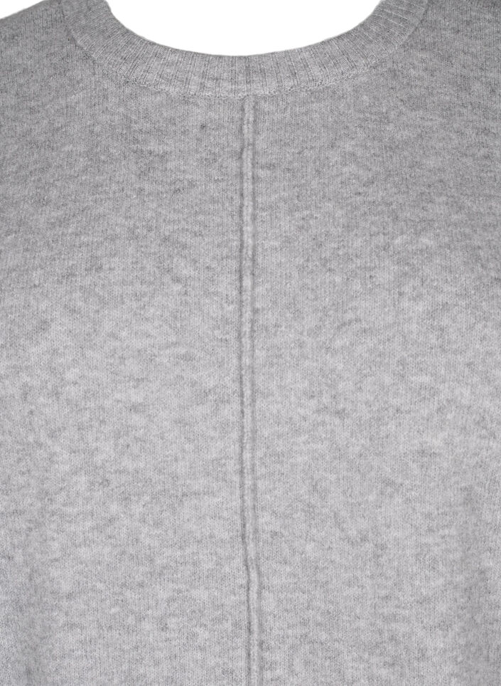 Strickbluse mit Rundhalsausschnitt und Mittelnaht, Light Grey Melange, Packshot image number 2