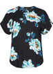 Kurzarm Viskosebluse mit Blumenprint, Black Big Flower, Packshot image number 0