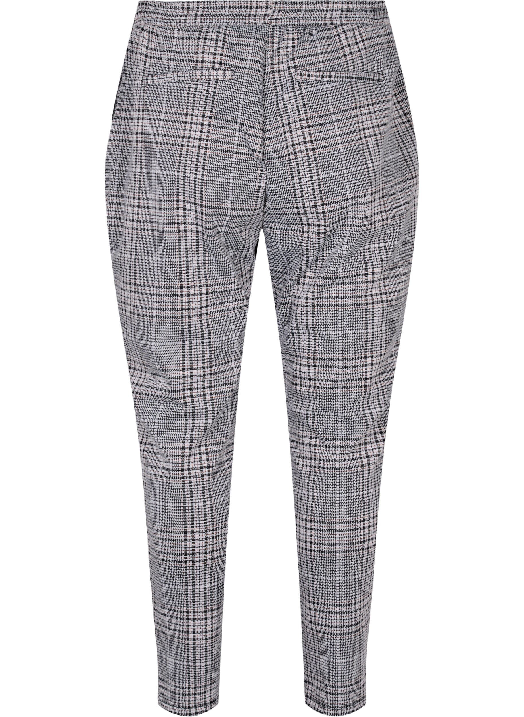Zizzi Pantalon court Maddison &agrave; carreaux, Black Check, Packshot image number 1