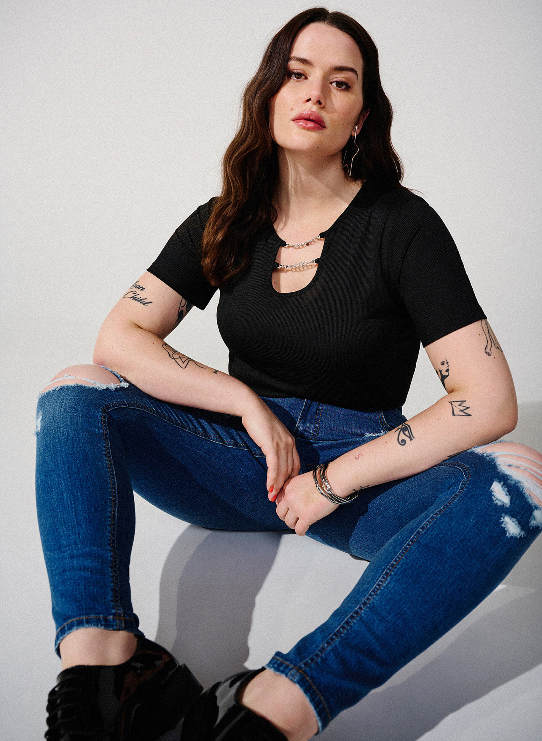 Zizzi Jean slim avec traces d'abrasion, Blue Denim, Image image number 0