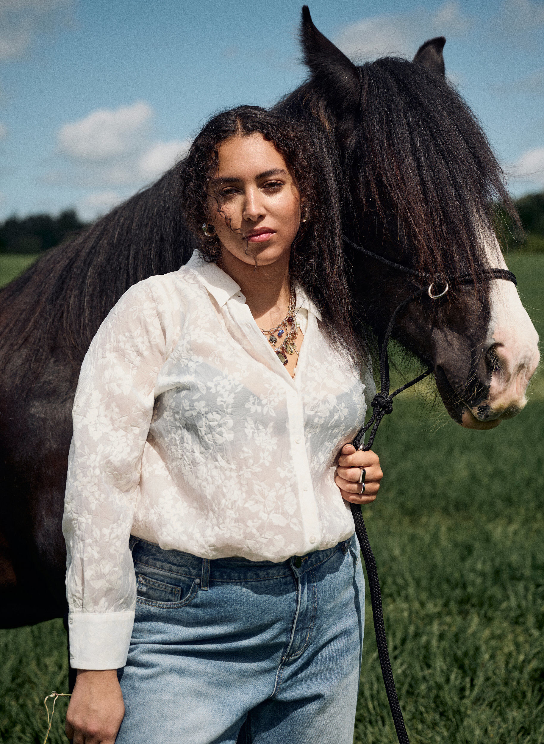 Zizzi Chemise avec motif ton sur ton, Vanille, Image image number 0