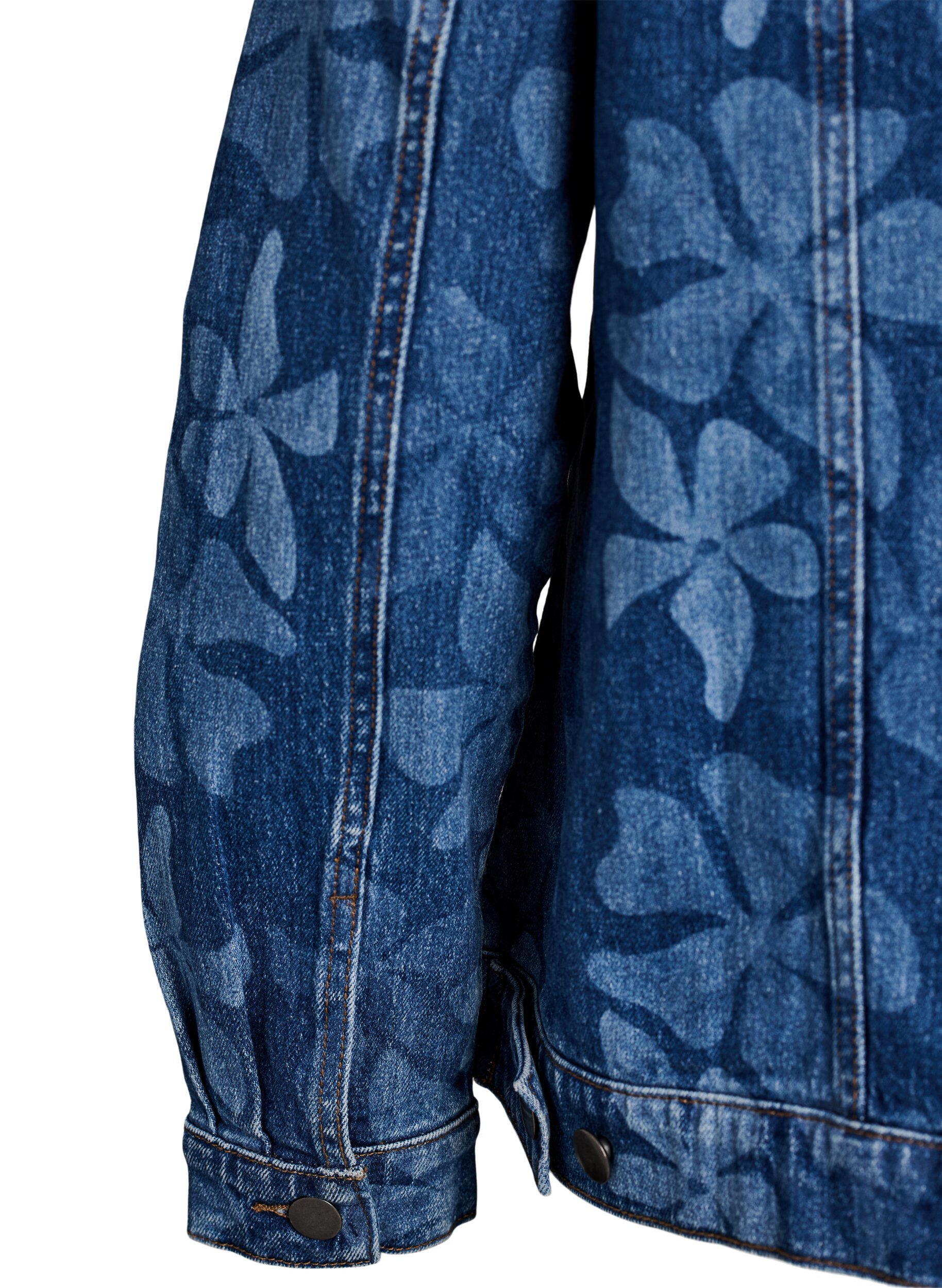Zizzi Gebl&uuml;mte Jeansjacke, Blau, Packshot image number 3