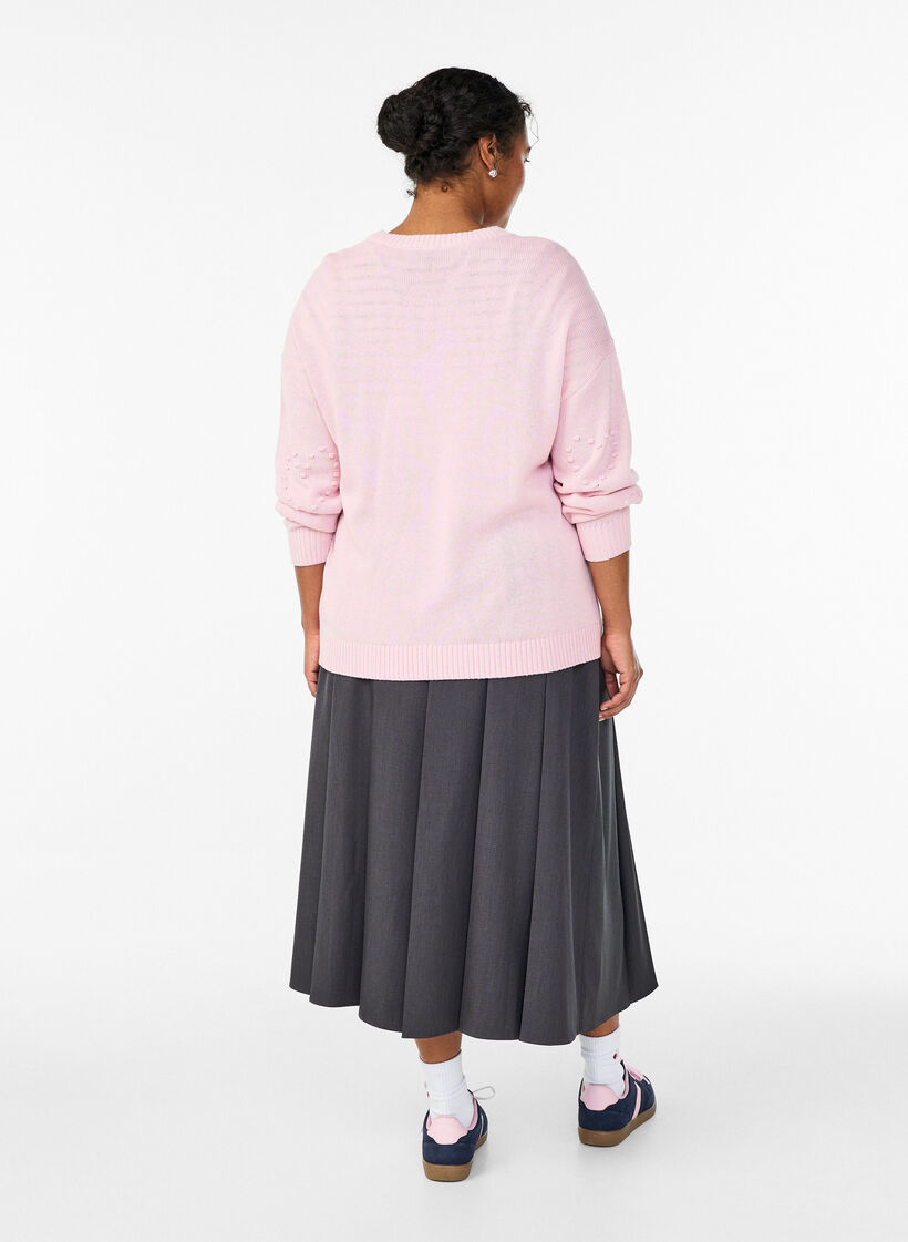 Midirock mit breiten Falten, Grau, Model image number 1