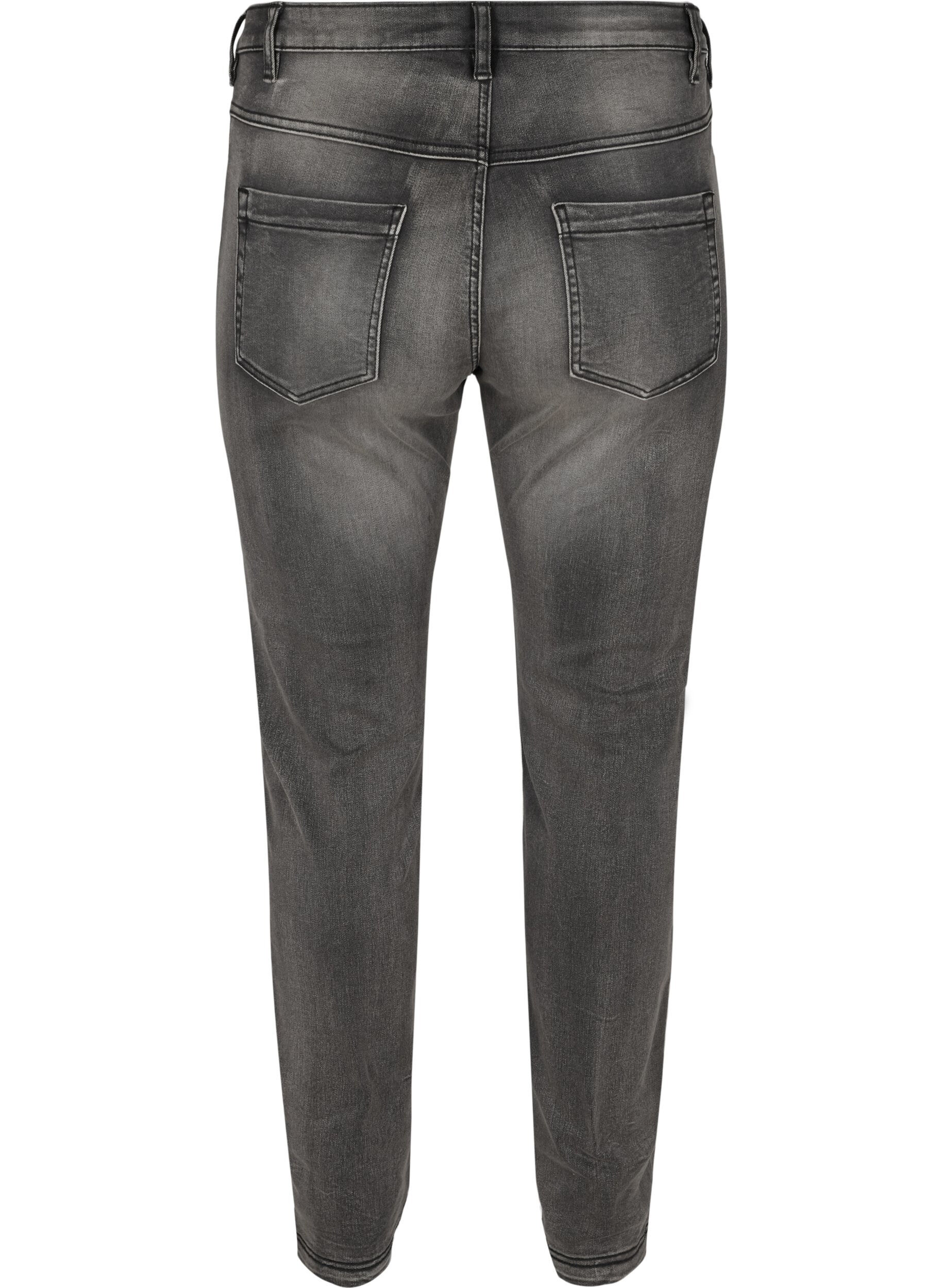 Zizzi Jeans Emily Slim fit &agrave; taille r&eacute;guli&egrave;re, Gris anthracite, Packshot image number 1
