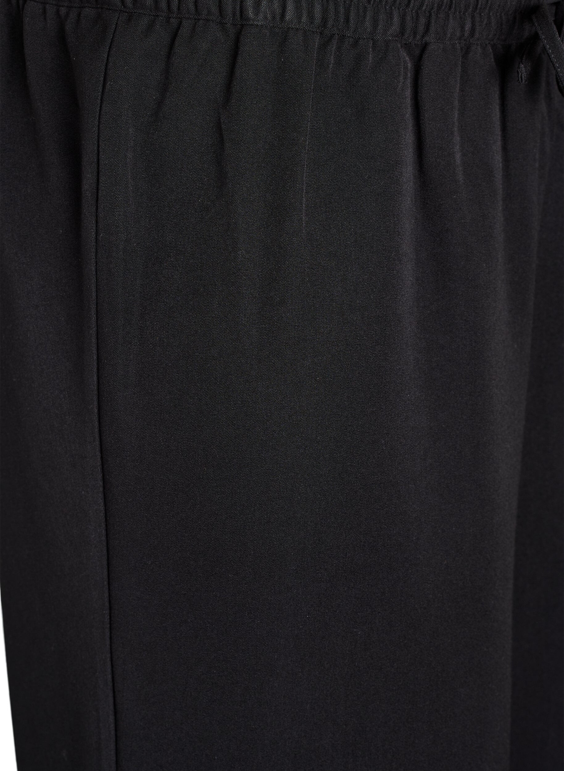 Zizzi Wide-Leg-Hose mit hoher Taille, Schwarz, Packshot image number 2