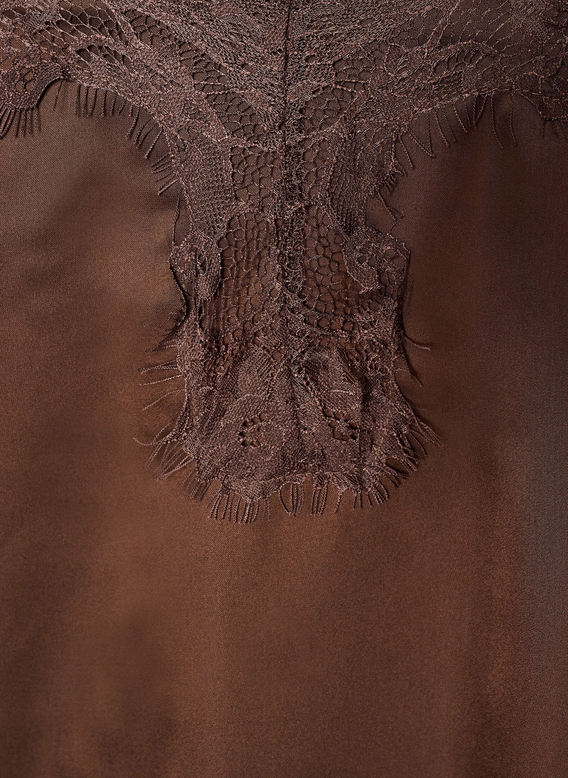 ZizziRobe en satin avec dentelle et ourlet asym&eacute;trique, Marron, Packshot image number 2